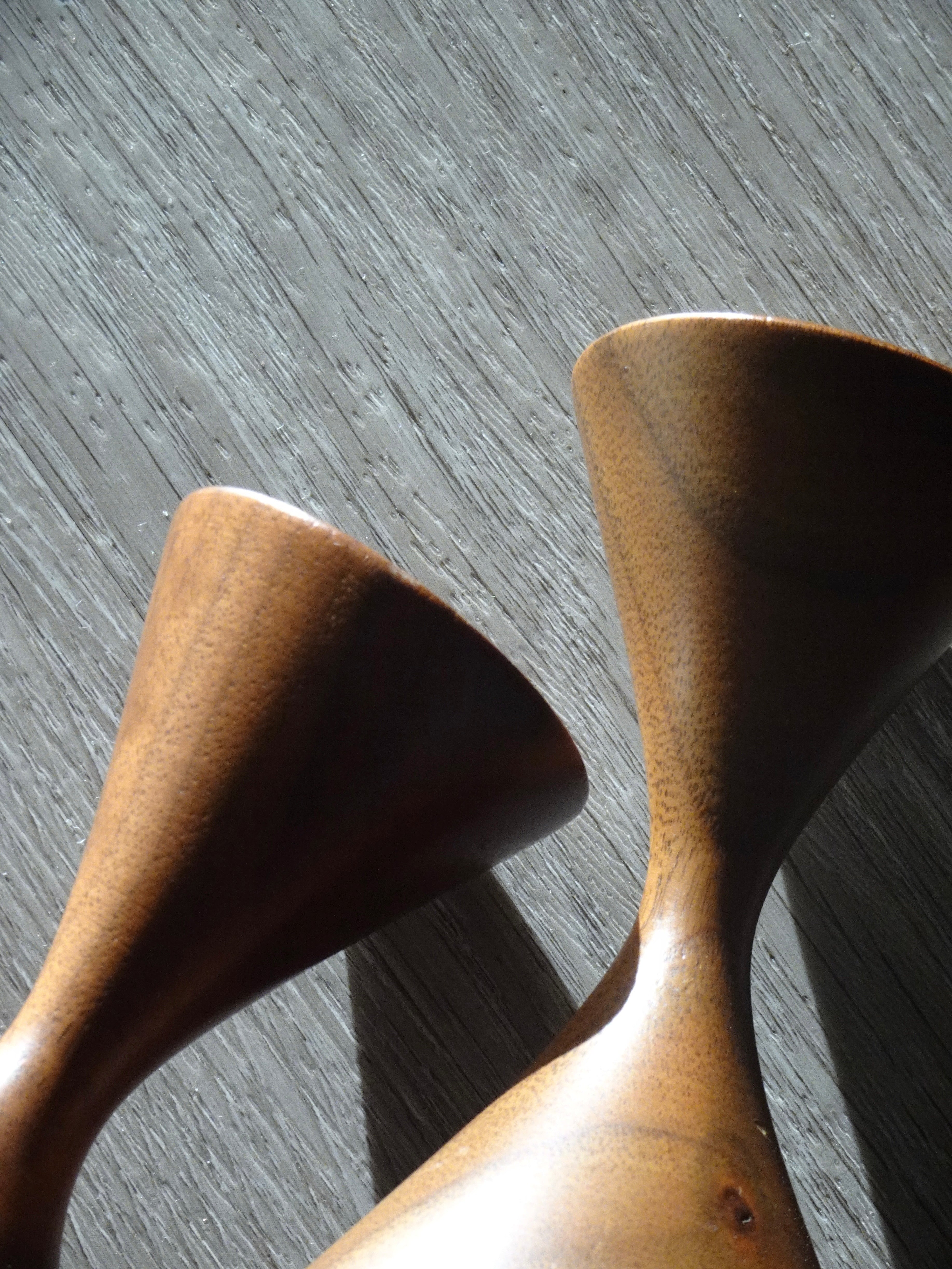 Vintage Walnut Candlestick Holders