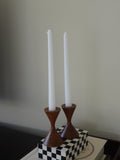 Vintage Walnut Candlestick Holders