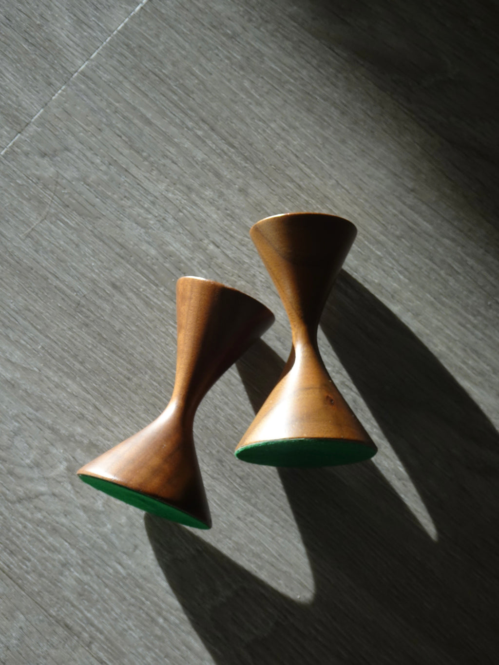 Vintage Walnut Candlestick Holders