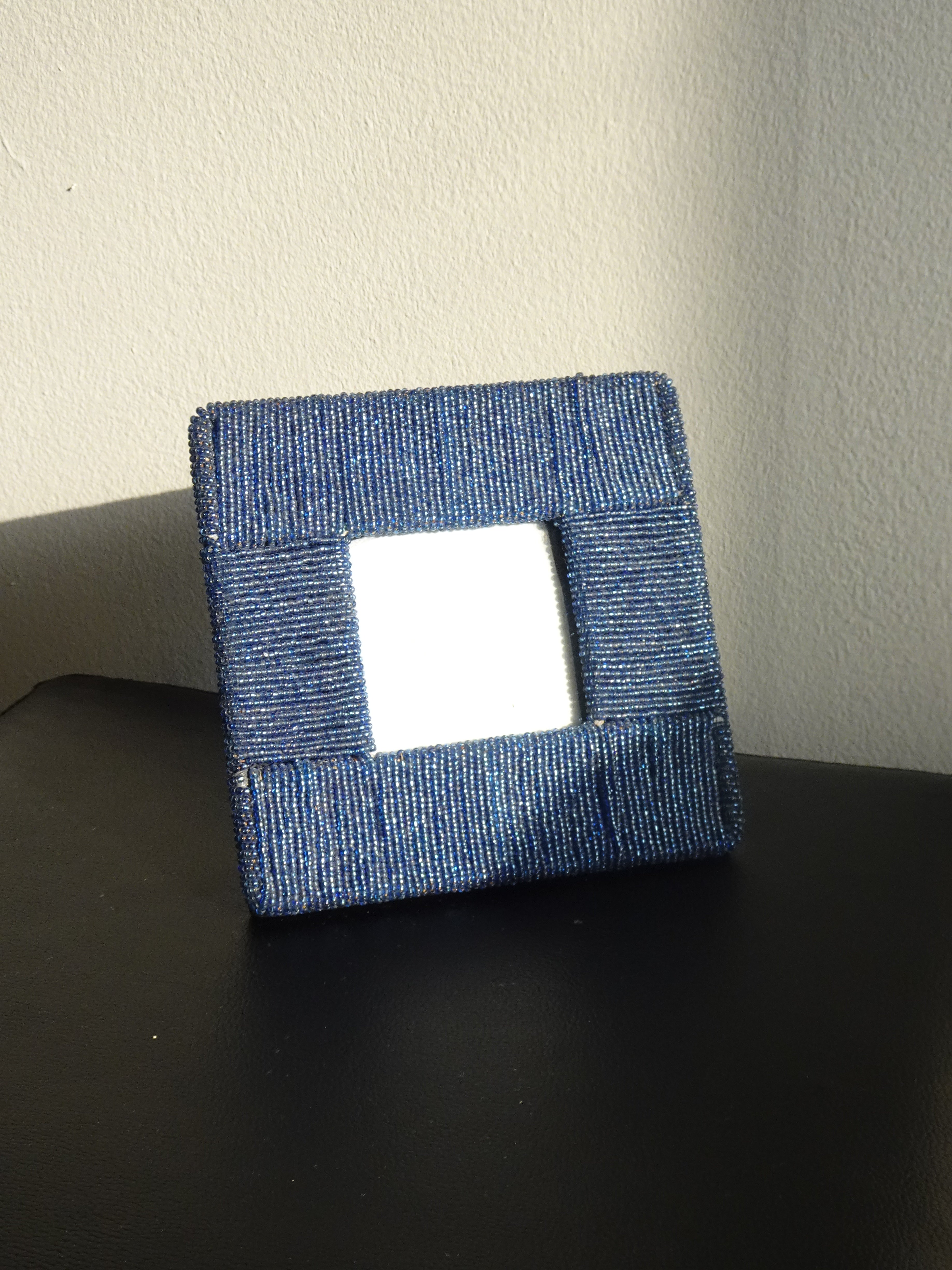 Navy Beaded Square Frame