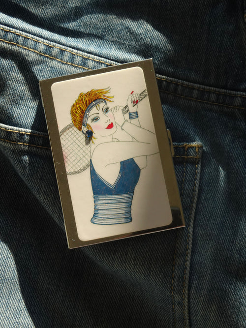Sporty Woman Vintage Metal Card Case